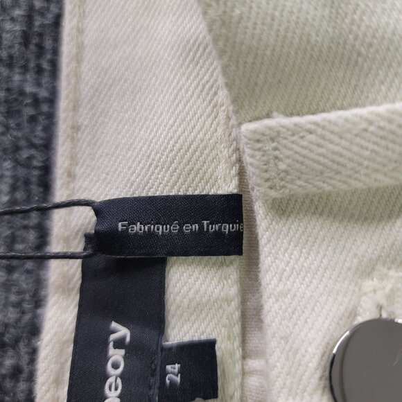 Theory Womens Size 24 Treeca D Crop Slim Cut Ecru Colored Drill Pants New - Picture 10 of 16